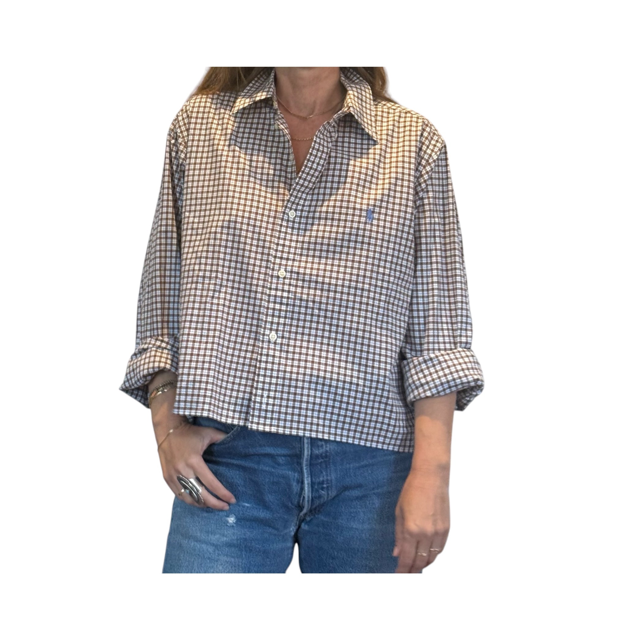 Upcycled Cropped Ralph Lauren Button Down