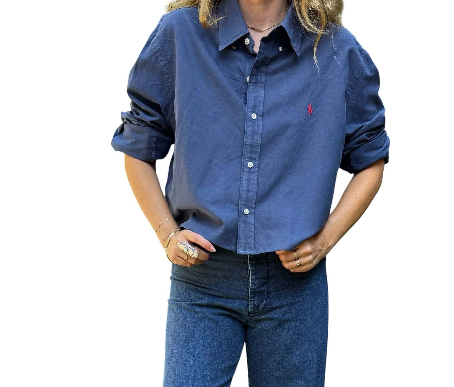 Ralph Lauren Upcycled Cropped Button Down