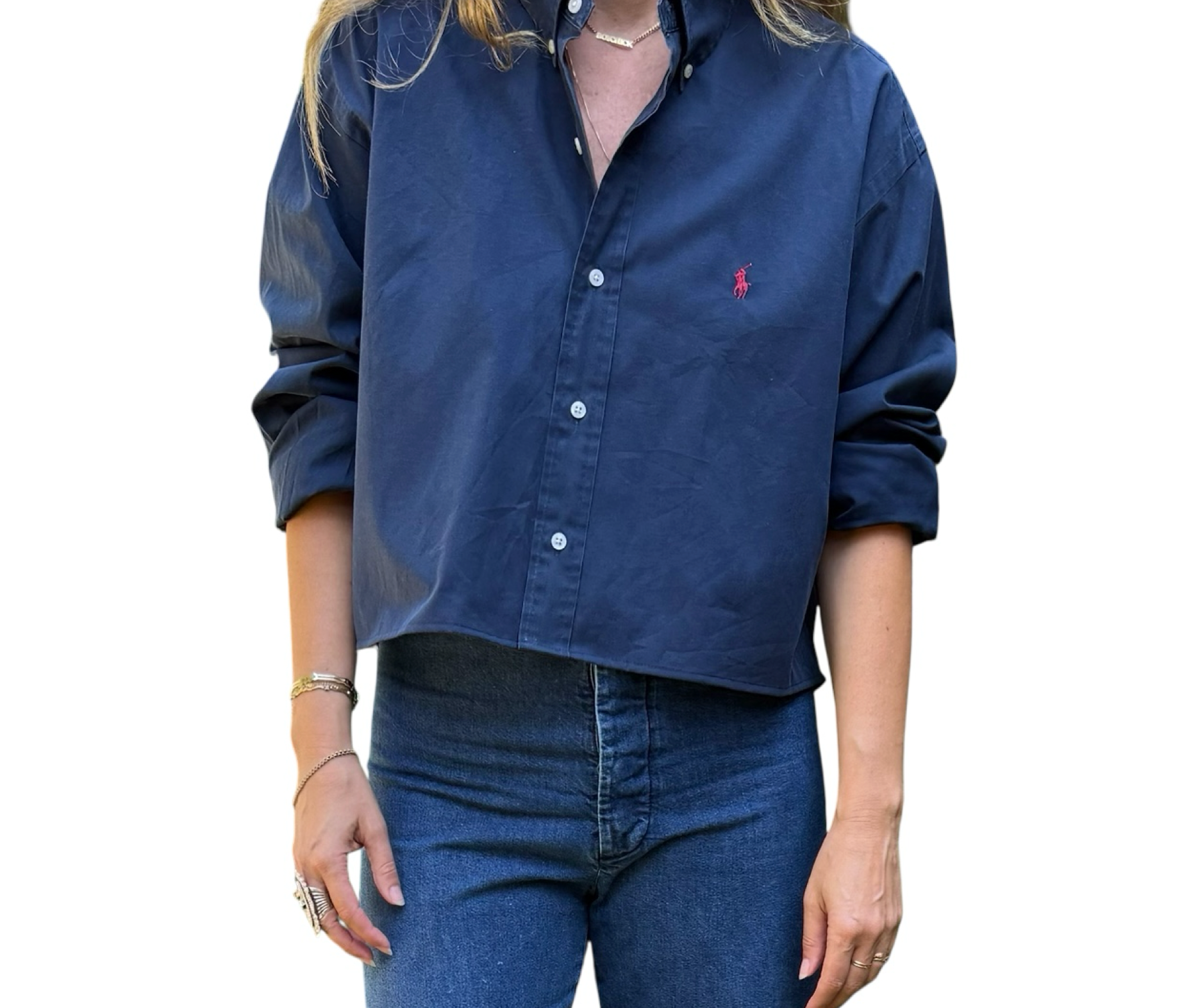 Ralph Lauren Upcycled Cropped Button Down