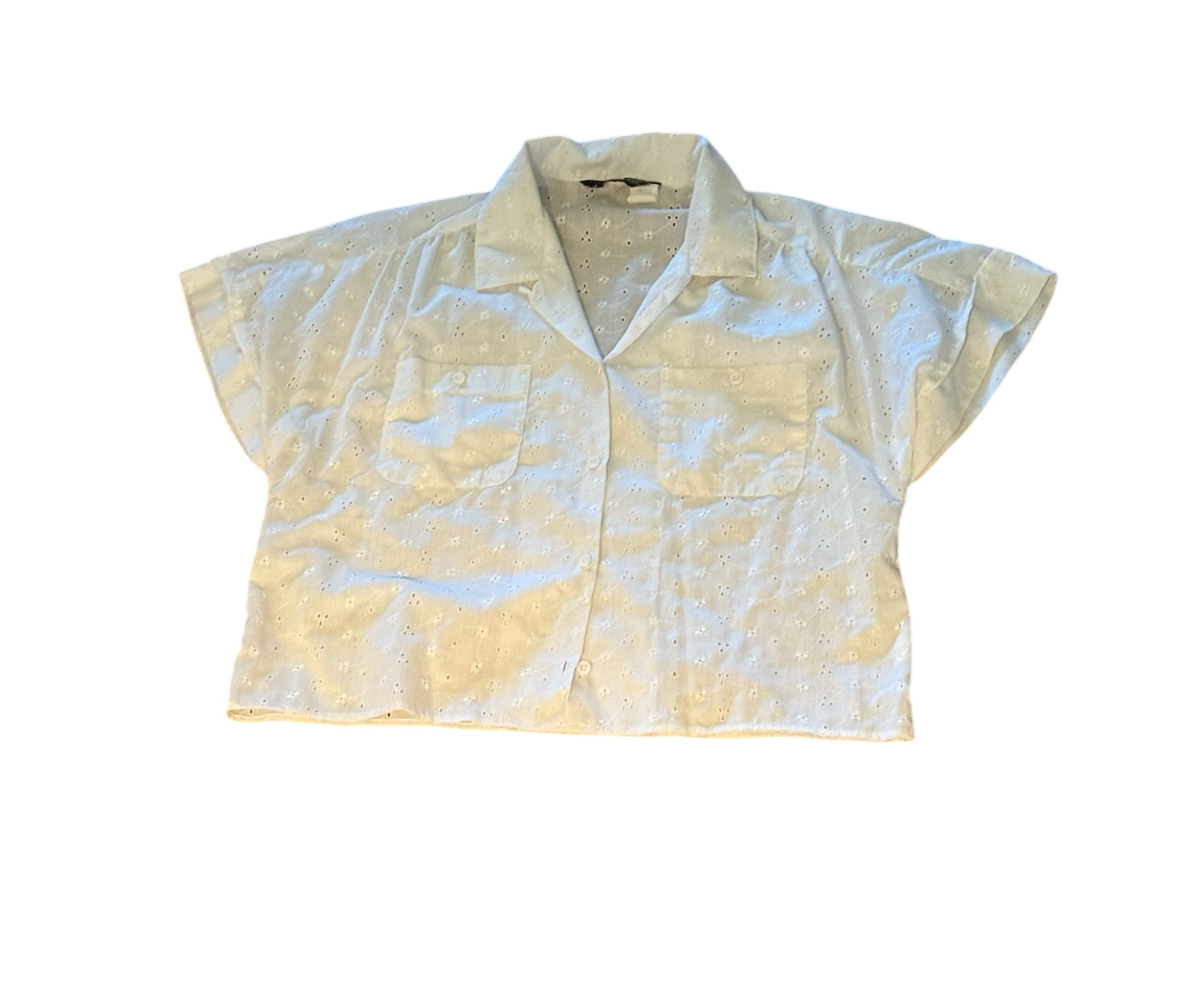Short Sleeve Cropped Doily Shirt