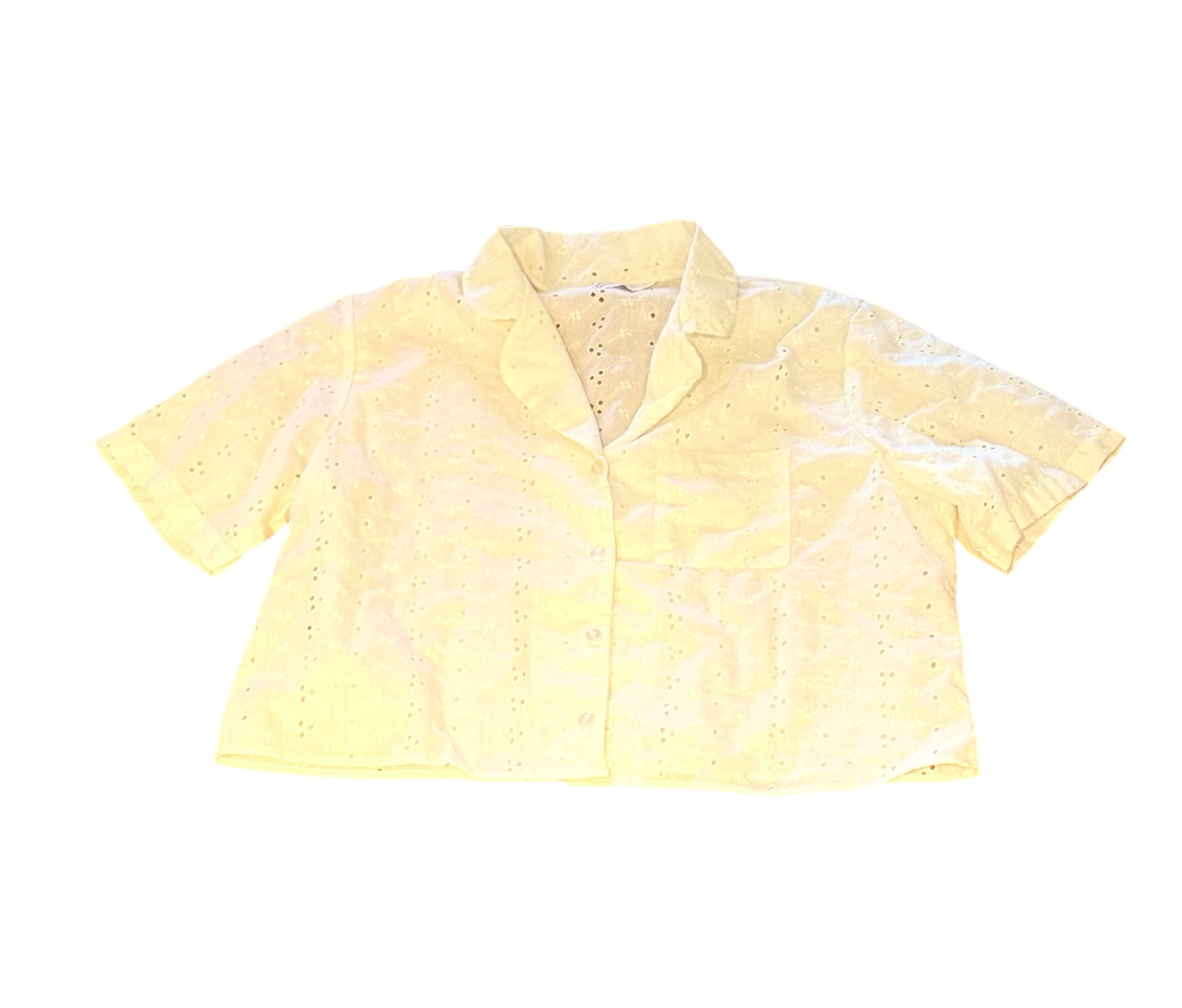 Short Sleeve Cropped Doily Shirt
