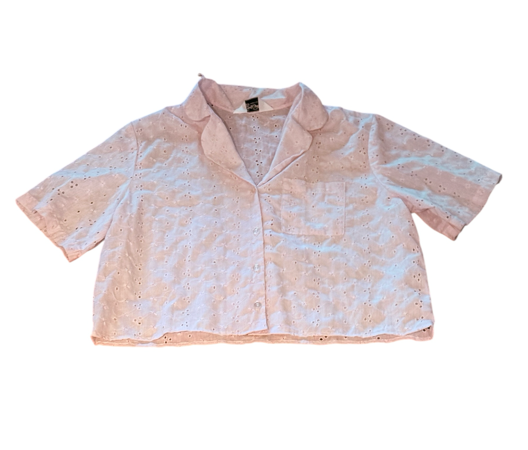 Short Sleeve Cropped Doily Shirt