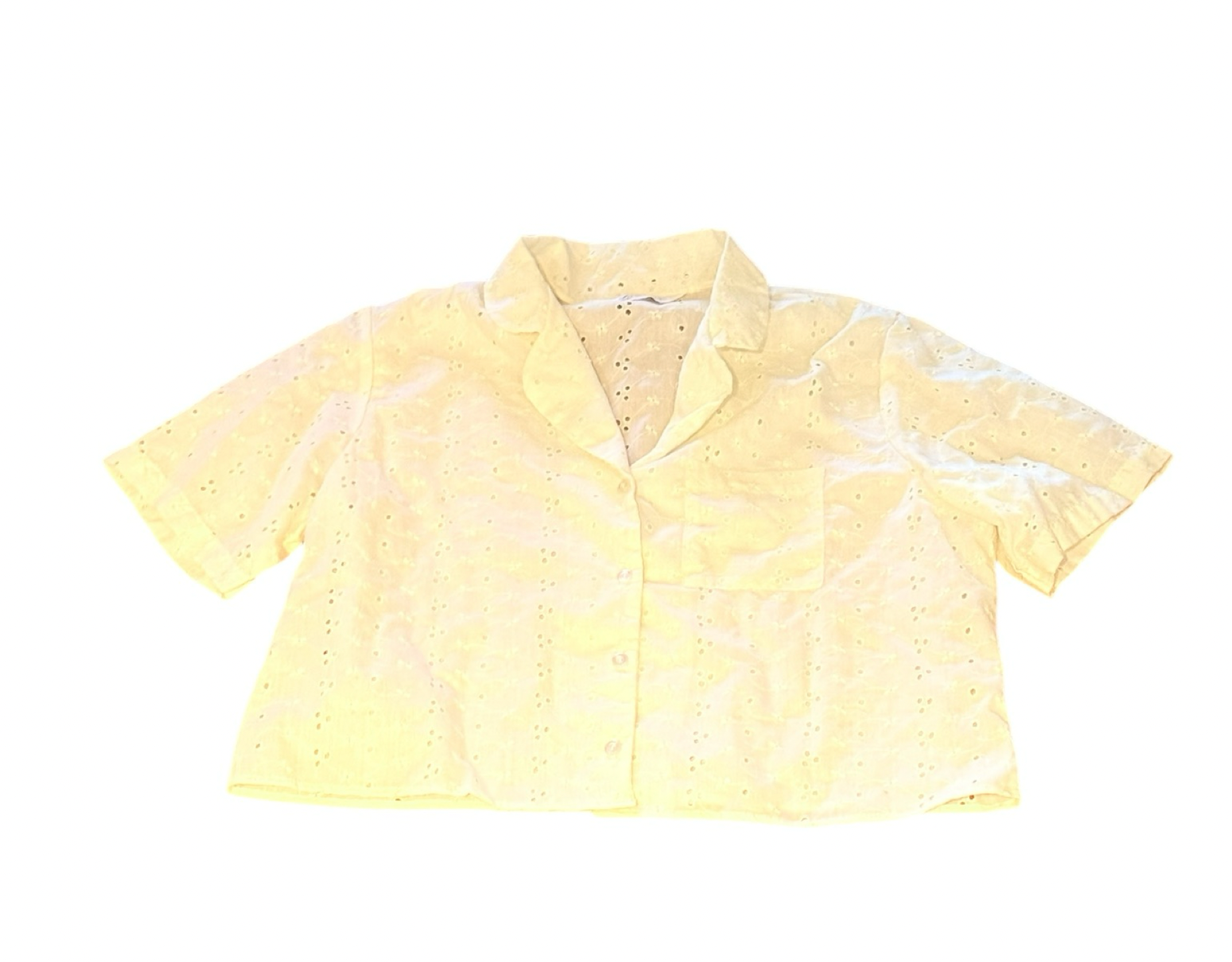 Short Sleeved Cropped Doily Blouse