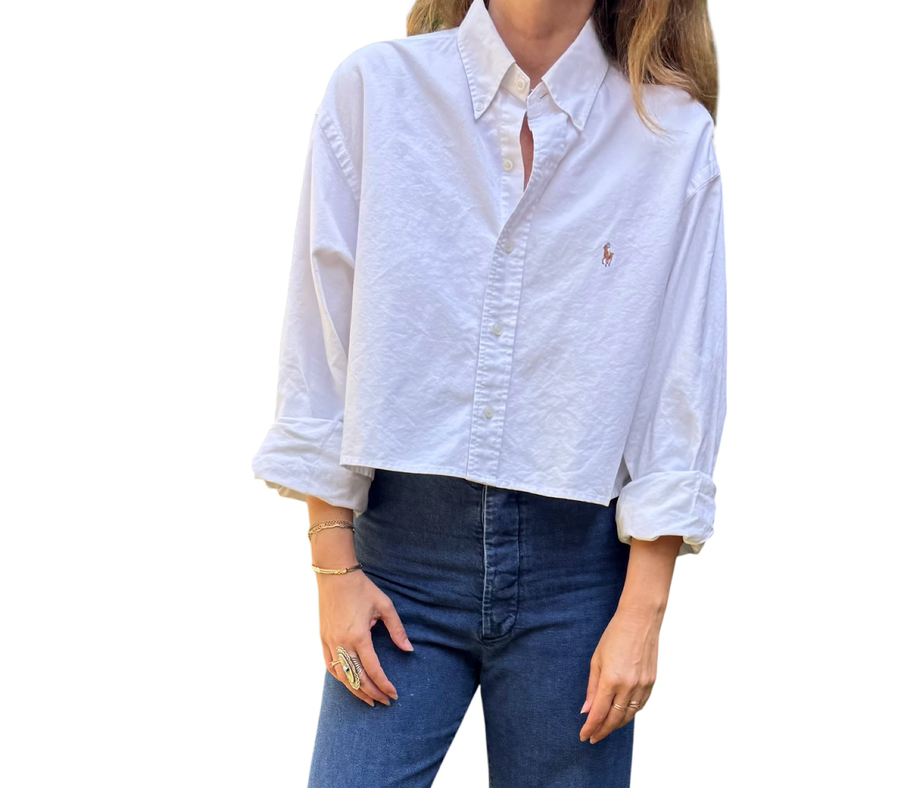Ralph Lauren Upcycled Cropped Button Down 