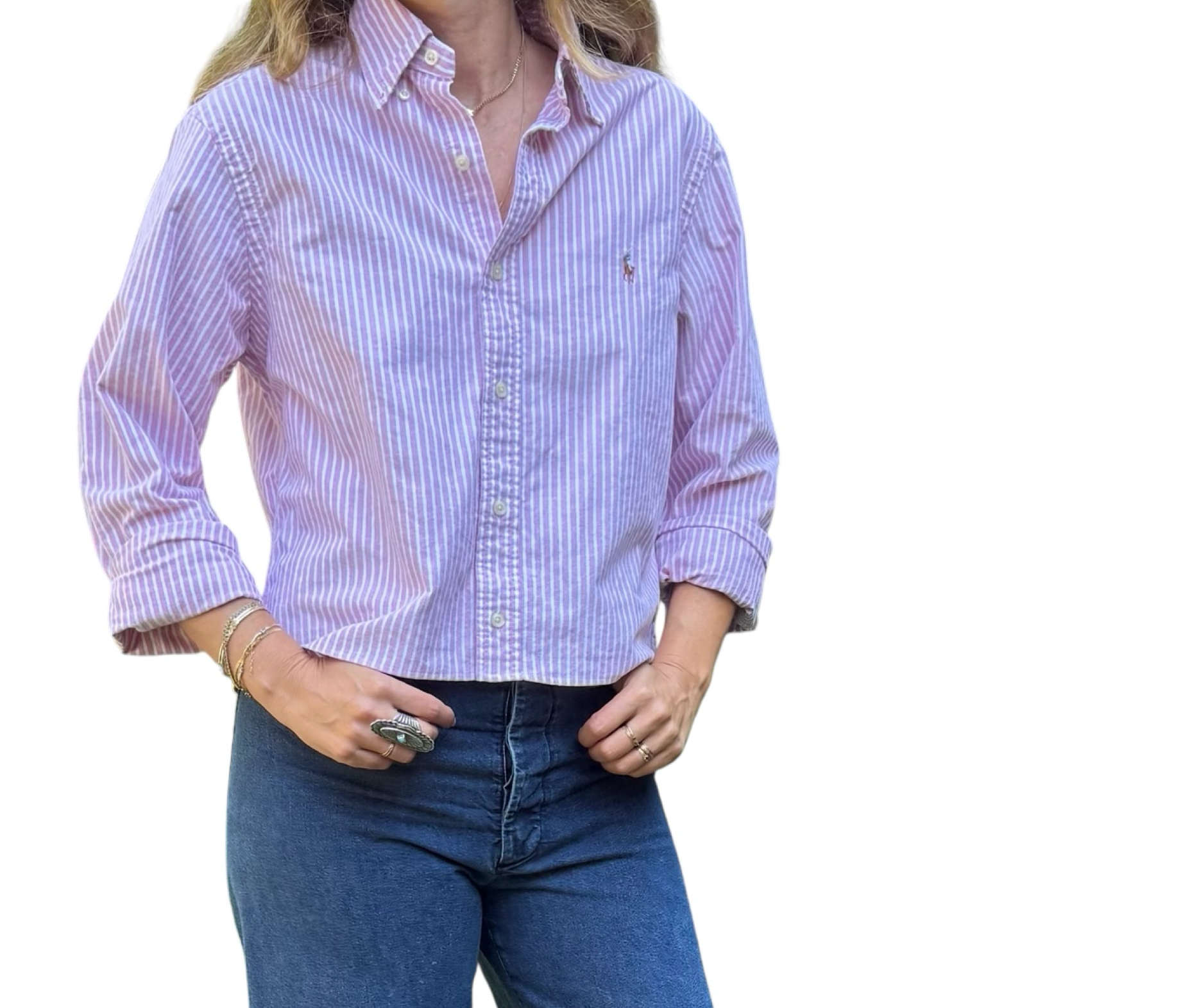 Ralph Lauren Upcycled Cropped Button Down